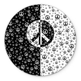 Коврик круглый с принтом Peace Symbol в Тюмени, резина и полиэстер | круглая форма, изображение наносится на всю лицевую часть | love | peace | symbol | знак | любовь | мир | пацифик | пацифика | сигнал | символ | хиппи