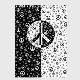 Скетчбук с принтом Peace Symbol в Тюмени, 100% бумага
 | 48 листов, плотность листов — 100 г/м2, плотность картонной обложки — 250 г/м2. Листы скреплены сверху удобной пружинной спиралью | love | peace | symbol | знак | любовь | мир | пацифик | пацифика | сигнал | символ | хиппи