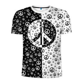 Мужская футболка 3D спортивная с принтом Peace Symbol в Тюмени, 100% полиэстер с улучшенными характеристиками | приталенный силуэт, круглая горловина, широкие плечи, сужается к линии бедра | love | peace | symbol | знак | любовь | мир | пацифик | пацифика | сигнал | символ | хиппи