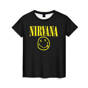 Женская футболка 3D с принтом Nirvana в Тюмени, 100% полиэфир ( синтетическое хлопкоподобное полотно) | прямой крой, круглый вырез горловины, длина до линии бедер | curt | nirvana | кобейн | курт | нирвана