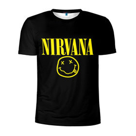 Мужская футболка 3D спортивная с принтом Nirvana в Тюмени, 100% полиэстер с улучшенными характеристиками | приталенный силуэт, круглая горловина, широкие плечи, сужается к линии бедра | Тематика изображения на принте: curt | nirvana | кобейн | курт | нирвана