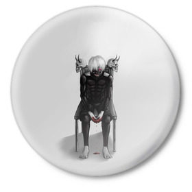 Значок с принтом Tokyo Ghoul в Тюмени,  металл | круглая форма, металлическая застежка в виде булавки | anime | ghoul | tokyo | tokyo ghoul | гуль