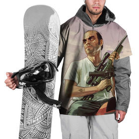 Накидка на куртку 3D с принтом GTA 5 в Тюмени, 100% полиэстер |  | gta 5 | автоматы | игры | мужчины | трое 3