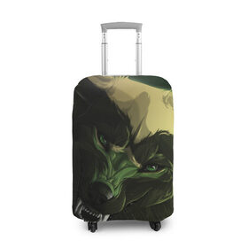 Чехол для чемодана 3D с принтом Зеленый волк в Тюмени, 86% полиэфир, 14% спандекс | двустороннее нанесение принта, прорези для ручек и колес | 