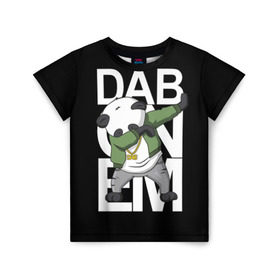Детская футболка 3D с принтом Panda dab в Тюмени, 100% гипоаллергенный полиэфир | прямой крой, круглый вырез горловины, длина до линии бедер, чуть спущенное плечо, ткань немного тянется | dab | dab n dance | dab on em | panda dab | дэб