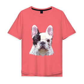 Мужская футболка хлопок Oversize с принтом Низкополигональный пёс в Тюмени, 100% хлопок | свободный крой, круглый ворот, “спинка” длиннее передней части | пес | полигон | французский бульдог