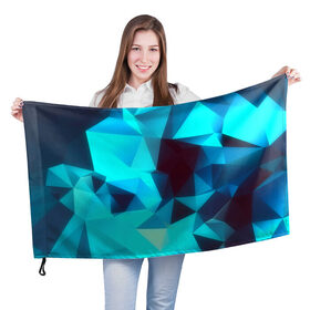 Флаг 3D с принтом abstraction blue в Тюмени, 100% полиэстер | плотность ткани — 95 г/м2, размер — 67 х 109 см. Принт наносится с одной стороны | 