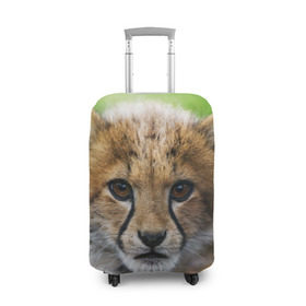 Чехол для чемодана 3D с принтом Котёнок гепарда в Тюмени, 86% полиэфир, 14% спандекс | двустороннее нанесение принта, прорези для ручек и колес | гепард | дикая кошка | котёнок | кошка | лев | природа | тигр | хищник | ягуар