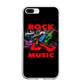 Чехол для iPhone 7Plus/8 Plus матовый с принтом Rock music в Тюмени, Силикон | Область печати: задняя сторона чехла, без боковых панелей | Тематика изображения на принте: гитара | музыка | рок | рокер | электрогитара
