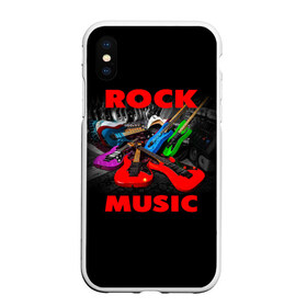 Чехол для iPhone XS Max матовый с принтом Rock music в Тюмени, Силикон | Область печати: задняя сторона чехла, без боковых панелей | Тематика изображения на принте: гитара | музыка | рок | рокер | электрогитара