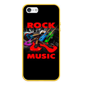 Чехол для iPhone 5/5S матовый с принтом Rock music в Тюмени, Силикон | Область печати: задняя сторона чехла, без боковых панелей | Тематика изображения на принте: гитара | музыка | рок | рокер | электрогитара