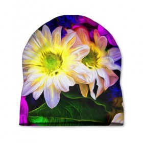 Шапка 3D с принтом Райские цветы в Тюмени, 100% полиэстер | универсальный размер, печать по всей поверхности изделия | Тематика изображения на принте: color | колорит | лепестки | цвет | цветок | цветочки | цветы