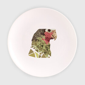 Тарелка 3D с принтом Низкополигональный попугай в Тюмени, фарфор | диаметр - 210 мм
диаметр для нанесения принта - 120 мм | полигон | попугай