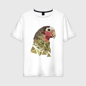 Женская футболка хлопок Oversize с принтом Низкополигональный попугай в Тюмени, 100% хлопок | свободный крой, круглый ворот, спущенный рукав, длина до линии бедер
 | полигон | попугай