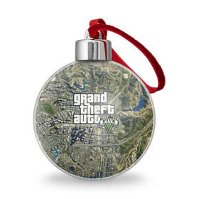 Ёлочный шар с принтом GTA 5 в Тюмени, Пластик | Диаметр: 77 мм | Тематика изображения на принте: auto | grand | gta | theft | гта | карта