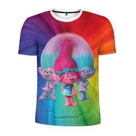 Мужская футболка 3D спортивная с принтом Тролли в Тюмени, 100% полиэстер с улучшенными характеристиками | приталенный силуэт, круглая горловина, широкие плечи, сужается к линии бедра | princess poppy | troll poppy | troll satin and chenille | trolls | розочка | сатинка и синелька | тролли | цветан