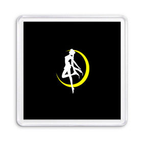 Магнит 55*55 с принтом Сейлор Мун в Тюмени, Пластик | Размер: 65*65 мм; Размер печати: 55*55 мм | logo | moon | девушка | детство | желтый | луна | мультик | мультики | черный