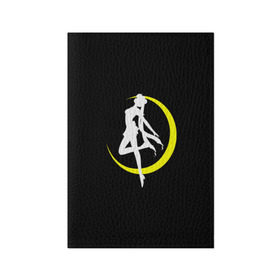 Обложка для паспорта матовая кожа с принтом Сейлор Мун в Тюмени, натуральная матовая кожа | размер 19,3 х 13,7 см; прозрачные пластиковые крепления | logo | moon | девушка | детство | желтый | луна | мультик | мультики | черный