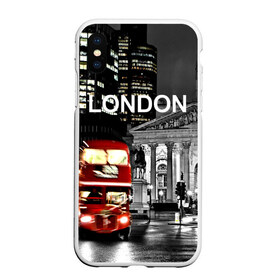 Чехол для iPhone XS Max матовый с принтом Улицы Лондона в Тюмени, Силикон | Область печати: задняя сторона чехла, без боковых панелей | bus | city | england | evening | lights | london | night | street | two storey | united kingdom | автобус | англия | великобритания | вечер | город | двухэтажный | лондон | ночь | огни | улица