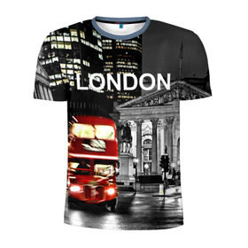Мужская футболка 3D спортивная с принтом Улицы Лондона в Тюмени, 100% полиэстер с улучшенными характеристиками | приталенный силуэт, круглая горловина, широкие плечи, сужается к линии бедра | bus | city | england | evening | lights | london | night | street | two storey | united kingdom | автобус | англия | великобритания | вечер | город | двухэтажный | лондон | ночь | огни | улица