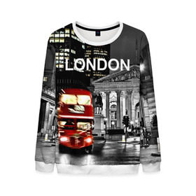 Мужской свитшот 3D с принтом Улицы Лондона в Тюмени, 100% полиэстер с мягким внутренним слоем | круглый вырез горловины, мягкая резинка на манжетах и поясе, свободная посадка по фигуре | bus | city | england | evening | lights | london | night | street | two storey | united kingdom | автобус | англия | великобритания | вечер | город | двухэтажный | лондон | ночь | огни | улица