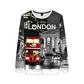 Женский свитшот 3D с принтом Улицы Лондона в Тюмени, 100% полиэстер с мягким внутренним слоем | круглый вырез горловины, мягкая резинка на манжетах и поясе, свободная посадка по фигуре | bus | city | england | evening | lights | london | night | street | two storey | united kingdom | автобус | англия | великобритания | вечер | город | двухэтажный | лондон | ночь | огни | улица