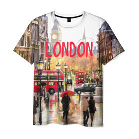 Мужская футболка 3D с принтом Улицы Лондона в Тюмени, 100% полиэфир | прямой крой, круглый вырез горловины, длина до линии бедер | Тематика изображения на принте: england | london | united kingdom | англия | великобритания | город | лондон