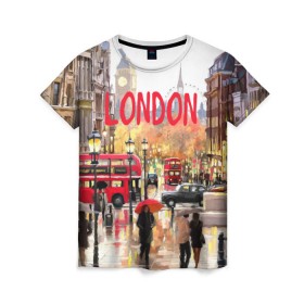 Женская футболка 3D с принтом Улицы Лондона в Тюмени, 100% полиэфир ( синтетическое хлопкоподобное полотно) | прямой крой, круглый вырез горловины, длина до линии бедер | england | london | united kingdom | англия | великобритания | город | лондон