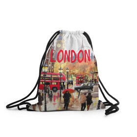 Рюкзак-мешок 3D с принтом Улицы Лондона в Тюмени, 100% полиэстер | плотность ткани — 200 г/м2, размер — 35 х 45 см; лямки — толстые шнурки, застежка на шнуровке, без карманов и подкладки | england | london | united kingdom | англия | великобритания | город | лондон