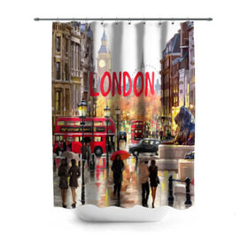 Штора 3D для ванной с принтом Улицы Лондона в Тюмени, 100% полиэстер | плотность материала — 100 г/м2. Стандартный размер — 146 см х 180 см. По верхнему краю — пластиковые люверсы для креплений. В комплекте 10 пластиковых колец | england | london | united kingdom | англия | великобритания | город | лондон