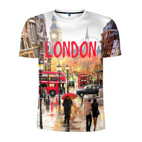 Мужская футболка 3D спортивная с принтом Улицы Лондона в Тюмени, 100% полиэстер с улучшенными характеристиками | приталенный силуэт, круглая горловина, широкие плечи, сужается к линии бедра | england | london | united kingdom | англия | великобритания | город | лондон