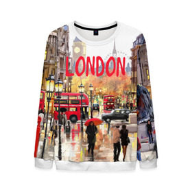 Мужской свитшот 3D с принтом Улицы Лондона в Тюмени, 100% полиэстер с мягким внутренним слоем | круглый вырез горловины, мягкая резинка на манжетах и поясе, свободная посадка по фигуре | england | london | united kingdom | англия | великобритания | город | лондон