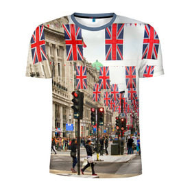 Мужская футболка 3D спортивная с принтом Улицы Лондона в Тюмени, 100% полиэстер с улучшенными характеристиками | приталенный силуэт, круглая горловина, широкие плечи, сужается к линии бедра | city | england | flags | london | moving | pedestrians | people | street | traffic lights | united kingdom | англия | великобритания | город | лондон | люди | переход | пешеходы | светофоры | улица | флаги