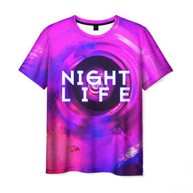 Мужская футболка 3D с принтом Night life в Тюмени, 100% полиэфир | прямой крой, круглый вырез горловины, длина до линии бедер | color | life | night | party | вечеринка | дискотека | жизнь | ночная | ночь | туса