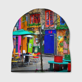 Шапка 3D с принтом Улицы Лондона в Тюмени, 100% полиэстер | универсальный размер, печать по всей поверхности изделия | bright | city | color | courtyard | england | london | paint | street | united kingdom | англия | великобритания | город | дворик | краски | лондон | улица | цвет | яркие