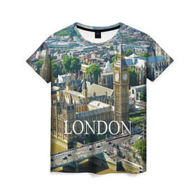 Женская футболка 3D с принтом Улицы Лондона в Тюмени, 100% полиэфир ( синтетическое хлопкоподобное полотно) | прямой крой, круглый вырез горловины, длина до линии бедер | city | england | london | united kingdom | англия | великобритания | город | лондон