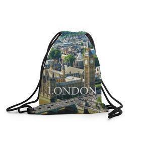 Рюкзак-мешок 3D с принтом Улицы Лондона в Тюмени, 100% полиэстер | плотность ткани — 200 г/м2, размер — 35 х 45 см; лямки — толстые шнурки, застежка на шнуровке, без карманов и подкладки | city | england | london | united kingdom | англия | великобритания | город | лондон