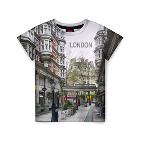Детская футболка 3D с принтом Улицы Лондона в Тюмени, 100% гипоаллергенный полиэфир | прямой крой, круглый вырез горловины, длина до линии бедер, чуть спущенное плечо, ткань немного тянется | boulevard | city | england | london | street | united kingdom | англия | бульвар | великобритания | город | лондон | улица