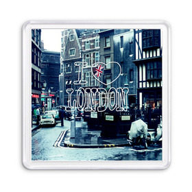 Магнит 55*55 с принтом Улицы Лондона в Тюмени, Пластик | Размер: 65*65 мм; Размер печати: 55*55 мм | city | england | flag | heart | i | london | love | street | united kingdom | англия | великобритания | город | лондон | люблю | сердце | улица | флаг | я