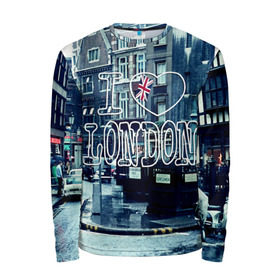 Мужской лонгслив 3D с принтом Улицы Лондона в Тюмени, 100% полиэстер | длинные рукава, круглый вырез горловины, полуприлегающий силуэт | city | england | flag | heart | i | london | love | street | united kingdom | англия | великобритания | город | лондон | люблю | сердце | улица | флаг | я
