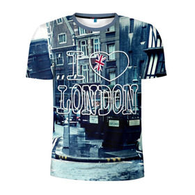Мужская футболка 3D спортивная с принтом Улицы Лондона в Тюмени, 100% полиэстер с улучшенными характеристиками | приталенный силуэт, круглая горловина, широкие плечи, сужается к линии бедра | Тематика изображения на принте: city | england | flag | heart | i | london | love | street | united kingdom | англия | великобритания | город | лондон | люблю | сердце | улица | флаг | я