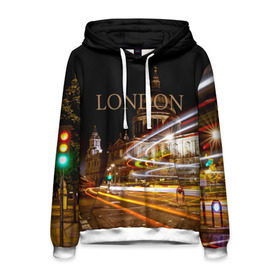 Мужская толстовка 3D с принтом Улицы Лондона в Тюмени, 100% полиэстер | двухслойный капюшон со шнурком для регулировки, мягкие манжеты на рукавах и по низу толстовки, спереди карман-кенгуру с мягким внутренним слоем. | city | england | lights | london | night | street | united kingdom | англия | великобритания | город | лондон | ночь | огни | улица