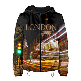 Женская куртка 3D с принтом Улицы Лондона в Тюмени, ткань верха — 100% полиэстер, подклад — флис | прямой крой, подол и капюшон оформлены резинкой с фиксаторами, два кармана без застежек по бокам, один большой потайной карман на груди. Карман на груди застегивается на липучку | city | england | lights | london | night | street | united kingdom | англия | великобритания | город | лондон | ночь | огни | улица