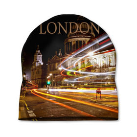 Шапка 3D с принтом Улицы Лондона в Тюмени, 100% полиэстер | универсальный размер, печать по всей поверхности изделия | city | england | lights | london | night | street | united kingdom | англия | великобритания | город | лондон | ночь | огни | улица