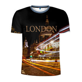 Мужская футболка 3D спортивная с принтом Улицы Лондона в Тюмени, 100% полиэстер с улучшенными характеристиками | приталенный силуэт, круглая горловина, широкие плечи, сужается к линии бедра | city | england | lights | london | night | street | united kingdom | англия | великобритания | город | лондон | ночь | огни | улица