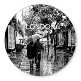 Коврик круглый с принтом Улицы Лондона в Тюмени, резина и полиэстер | круглая форма, изображение наносится на всю лицевую часть | англия | бульвар | великобритания | влюбленные | дождь | зонтик | лондон | улица