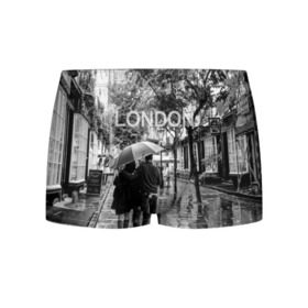 Мужские трусы 3D с принтом Улицы Лондона в Тюмени, 50% хлопок, 50% полиэстер | классическая посадка, на поясе мягкая тканевая резинка | англия | бульвар | великобритания | влюбленные | дождь | зонтик | лондон | улица