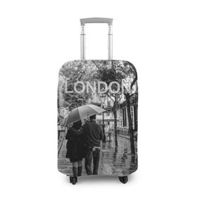 Чехол для чемодана 3D с принтом Улицы Лондона в Тюмени, 86% полиэфир, 14% спандекс | двустороннее нанесение принта, прорези для ручек и колес | англия | бульвар | великобритания | влюбленные | дождь | зонтик | лондон | улица