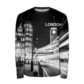 Мужской лонгслив 3D с принтом Улицы Лондона в Тюмени, 100% полиэстер | длинные рукава, круглый вырез горловины, полуприлегающий силуэт | england | lights | london | night | street | united kingdom | англия | великобритания | лондон | ночь | огни | улица