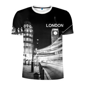 Мужская футболка 3D спортивная с принтом Улицы Лондона в Тюмени, 100% полиэстер с улучшенными характеристиками | приталенный силуэт, круглая горловина, широкие плечи, сужается к линии бедра | england | lights | london | night | street | united kingdom | англия | великобритания | лондон | ночь | огни | улица